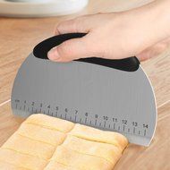 Flyesto Pastry Dough Scraper Stainless Steel Silicone Dough Cutter, Cake Bread Pizza Cutter/Chopper, Multipurpose... N5
