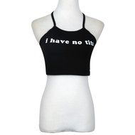AIMTOPPY Women Letter Printed Sleeveless Blouse Halterneck Tank Crop Tops Vest Blouse Shirt (XL, Black) N2