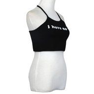 AIMTOPPY Women Letter Printed Sleeveless Blouse Halterneck Tank Crop Tops Vest Blouse Shirt (XL, Black) N3