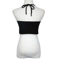 AIMTOPPY Women Letter Printed Sleeveless Blouse Halterneck Tank Crop Tops Vest Blouse Shirt (XL, Black) N4