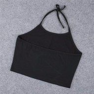 AIMTOPPY Women Letter Printed Sleeveless Blouse Halterneck Tank Crop Tops Vest Blouse Shirt (XL, Black) N6