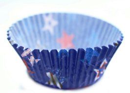 24 Count Patriotic 4th of July Cupcake Kits with United States Flag Pick (Pack of 2) (Blue with Stars)