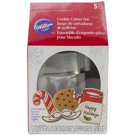 Wilton 2308-5077 5-Piece Christmas Cookies for Santa Metal Cookie Cutter Set
