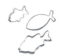 Goldfish Cookie Cutter - Set of 3 Multipurpose Cutters, 5-inch, 3-inch and Jesus Fish 4.5-inch N6