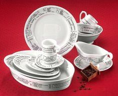 Pillivuyt Oval Eared Gratin Brasserie Baker,10 x 6.25 inch, White/Menu Print N2