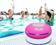 Mini Pink Speaker Handsfree Mic Wireless Bluetooth Suction Shower Car Waterproof