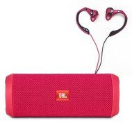 JBL Flip 3 Portable Wireless Bluetooth Speaker (Pink) and Polk Audio UltraFit 500 Mid-Flange Earphones (Pink/Gray)