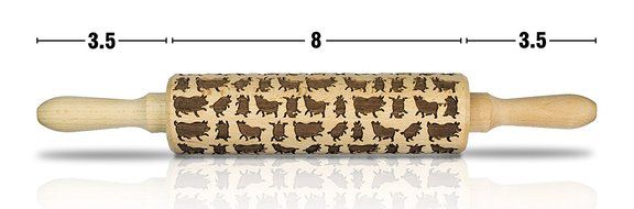 Cute Dancing Pigs Engraved Rolling Pin, Solid Beech Wood, Deep Pattern Makes Delightful 3D Pigs in Dough, Ultimate... N2