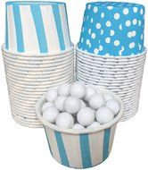 Outside the Box Papers Stripe and Polka Dot Candy Nut Cups 48 Pack Light Blue, White