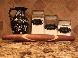 Black Walnut with Sugar Maple Celtic Knot French Style Rolling Pin: Tapered Solid Wood Design. N3