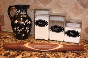 Black Walnut with Sugar Maple Celtic Knot French Style Rolling Pin: Tapered Solid Wood Design. N5