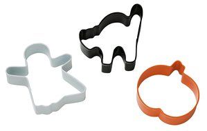 Wilton Bat Candy Corn Pumpkin Metal Cookie Cutter Set N3
