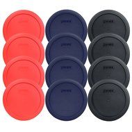 Pyrex 7201-PC 6" 4 Cup Lids for Glass Bowl (4-Black, 4-Blue and 4-Red)