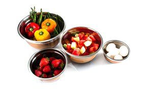 4 Pc Copper Brushed Mixing Bowl Set w/ Silicone Nonskid Base - Stainless Steel Flat Base Serving Bowl or Prep... N2