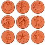 JBK Pottery Christmas Cookie Stamps, Set of 9