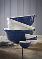 Mason Cash Varsity Ceramic Mixing Bowl, 4-1/4-Quarts, Navy Blue, Cream N9