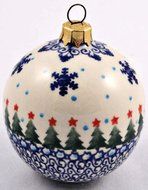 Polish Pottery Winter Wonderland Large Christmas Ball