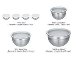 Cook N Home 14-Piece Stainless Steel Mixing Bowl Set, 4set/case N3
