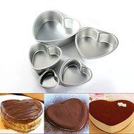 Bluelover Aluminum Alloy Love Heart Shaped Cake Pan Biscuit Baking Mold 3 Sizes N2