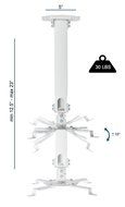 VIVO Universal Extending White Ceiling Projector Mount / Height Adjustable Projection (MOUNT-VP02W) N2