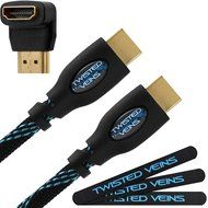 Twisted Veins (25 ft) High Speed HDMI Cable + Right Angle Adapter and Velcro Cable Ties (Latest Version Supports... N8