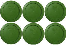 Pyrex Green 2 Cup Round Storage Cover #7200-PC for Glass Bowls, 4 Pack N3