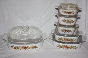 Set of 12 - Vintage 1970s Corning Ware " Spice O' Life " Covered Casserole Skillet Baking Dishes w/ Lids (2 Liter... N2