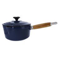 Chasseur 2.5-quart Blue French Enameled Cast Iron Saucepan With Wooden Handle