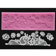 FOUR-C Cake Lace Mold Impression Silicone Mould Sweet Lace for Fondant Cake Decorating Color Pink