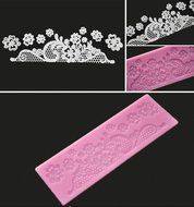 FOUR-C Cake Lace Mold Impression Silicone Mould Sweet Lace for Fondant Cake Decorating Color Pink N2
