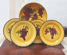 3 Tuscany Grape Serving Bowls Set Fruit Mixing N4