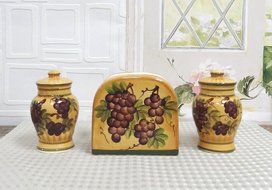 3 Tuscany Grape Serving Bowls Set Fruit Mixing N10