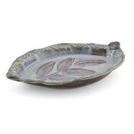 Terry Acker Pottery Leaf Shallow Baking Dish, Multi-Blues N2