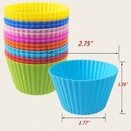 24 pcs Reusable Nonstick Silicone Baking Cups Cupcake Liners Muffin Molds Cups Chocolate Holders ( 8 Different... N3