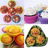 24 pcs Reusable Nonstick Silicone Baking Cups Cupcake Liners Muffin Molds Cups Chocolate Holders ( 8 Different... N4