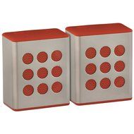 Denali Audio Wireless Bluetooth Dual Stereo Pairing Speakers, Small, Red