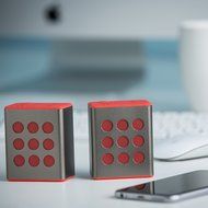Denali Audio Wireless Bluetooth Dual Stereo Pairing Speakers, Small, Red N2