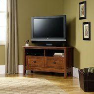 Sauder August Hill Corner Entertainment Stand, Oiled Oak Finish