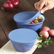 Paula Deen Savannah Collection Stoneware 24-Oz. Serve &amp; Save Round Container with Silicone Lid, Blueberry N3