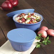 Paula Deen Savannah Collection Stoneware 24-Oz. Serve &amp; Save Round Container with Silicone Lid, Blueberry N4