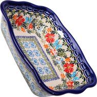 Polish Pottery Ceramika Boleslawiec Fala Baker Small, 7-3/4-Inch by 6-1/8-Inch, 3 Cups, Royal Blue Patterns with... N2
