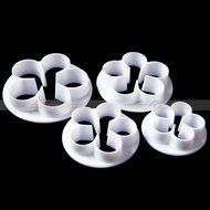 Generic 4Pcs/Set Rose Flower Petal Shape Cake Sugarcraft Fondant Cookies Plungers Cutters Decorating Tools (White) N2