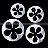 Generic 4Pcs/Set Rose Flower Petal Shape Cake Sugarcraft Fondant Cookies Plungers Cutters Decorating Tools (White) N3