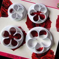 Generic 4Pcs/Set Rose Flower Petal Shape Cake Sugarcraft Fondant Cookies Plungers Cutters Decorating Tools (White) N4