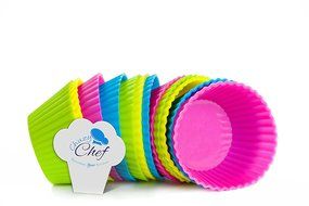 Reusable Silicone NonStick Baking Cups- Assorted Colors Cupcake Holder Set- 24 Pieces by Chuzy Chef&reg; N2