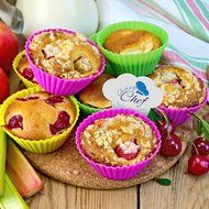 Reusable Silicone NonStick Baking Cups- Assorted Colors Cupcake Holder Set- 24 Pieces by Chuzy Chef&reg; N3