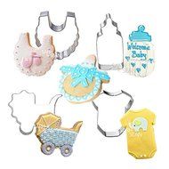 Anyana 5pcs/set Metal Stainless Steel of Baby Series Feeding Bottle Bibs Stroller Nipple Clothing Cookie Cutters...