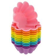 Mikey Store Silicone Baking Cups, Cupcake Cases, Reusable Cupcake Liners Cake Molds in Storage Container (A) (... N3