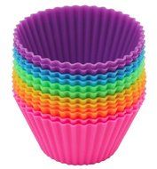 Mikey Store Silicone Baking Cups, Cupcake Cases, Reusable Cupcake Liners Cake Molds in Storage Container (A) (... N6