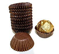Glassine Chocolate Candy Cups No.4 - 1&#039;&#039;x3/4&#039;&#039; - Brown with Gold Stripes - 300pcs N2
